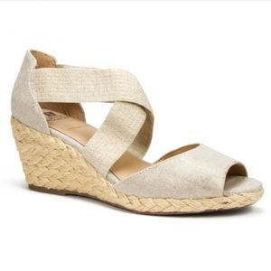 WHITE MOUNTAIN WOMENS HUDLIN WEDGE PEEP TOE STRAPPY ESPADRILLES SANDALS HEELS